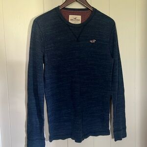 Hollister Men’s thermal long sleeve shirt, size S, color royal blue with logo